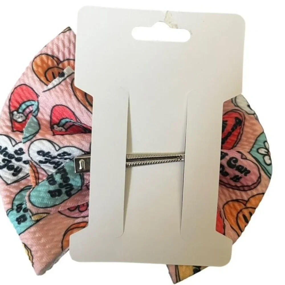 Pink Heart Print Bow 5